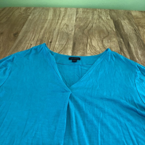 J Jill Wearever Collection 3/4 Sleeve Stretch Blue Pleat V-Neck Womens XL Petite - Picture 3 of 8